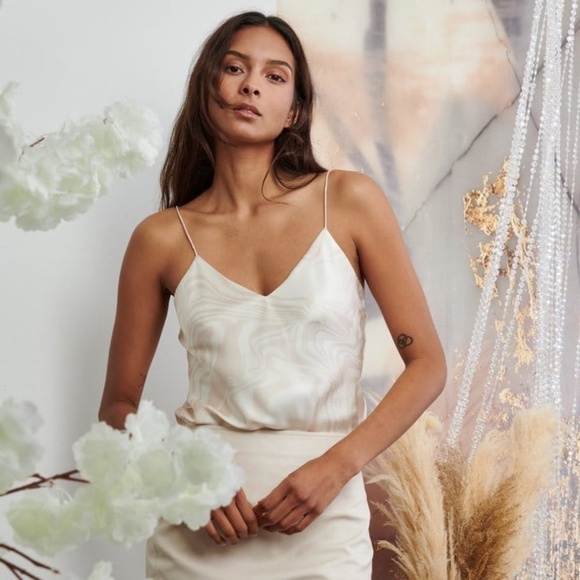 CAMI NYC Silk Raine Cami in Cream Swirl Sleeveless Top $175 - Picture 1 of 4